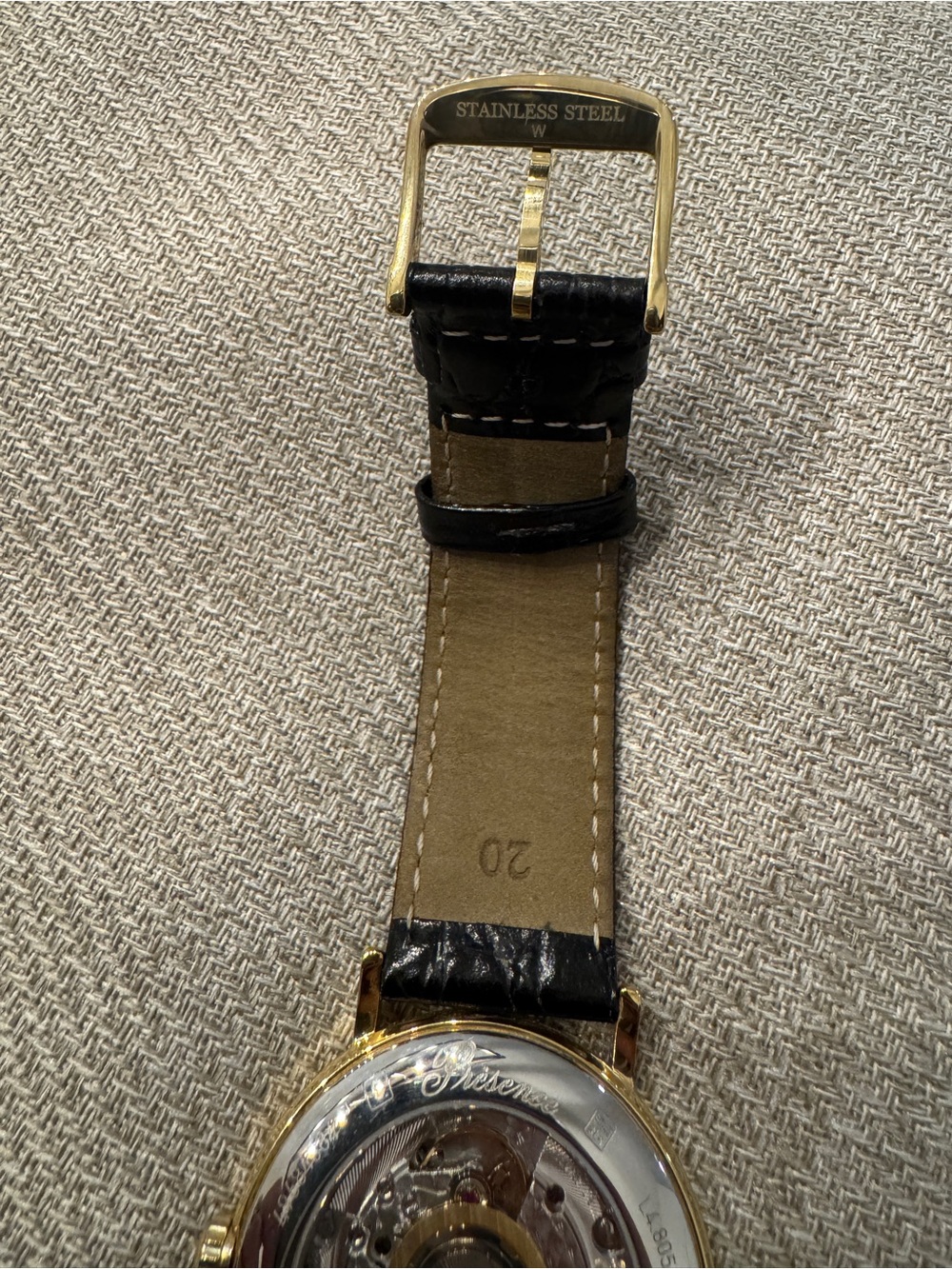 Longines Presence Automatic Yellow Gold PVD Black Leather Mens Watch - Picture 13 of 16